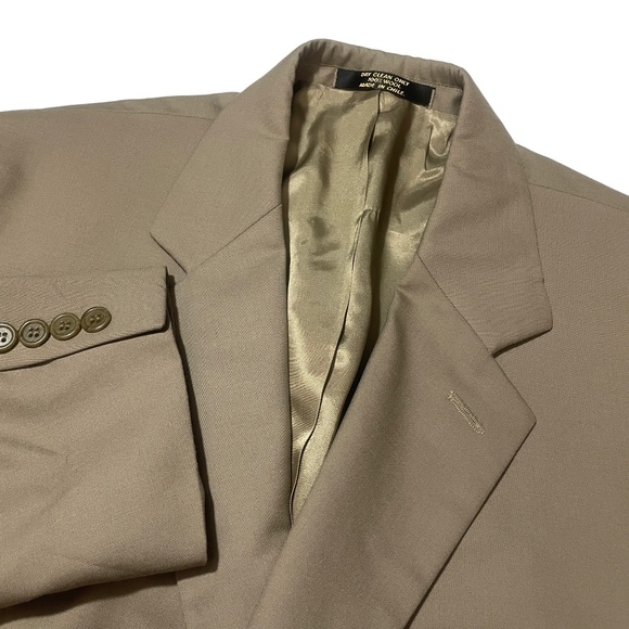 Corporate Image 46 L Tom James Beige Suit Jacket Blazer Pockets - Picture 2 of 7